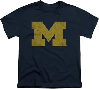 University of Michigan Simple Distressed Logo Kids T Shirt for Toddler Boys and Girls Collection