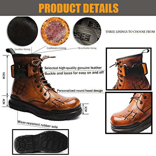Bottines à plateforme en cuir véritable chaussures décontractées rock - 7