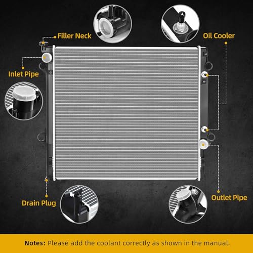 Image of DWVO Radiator Complete Radiator Compatible with 2003 2004 2005 2006 2007 2008 2009 Lexus GX470 Base, Compatible with 2003-2009 Toyota 4Runner 4.7L V8, Replace 1640050300, TO3010275, CU2581, 2690