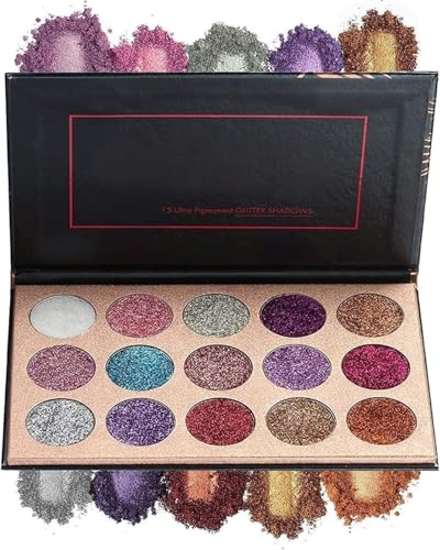 Beauty Glazed Palette di Ombretti Glitter,15 Colori Shimmer Ultra Pigmentato Trucco Ombretto In Polvere Impermeabile a lunga Durata