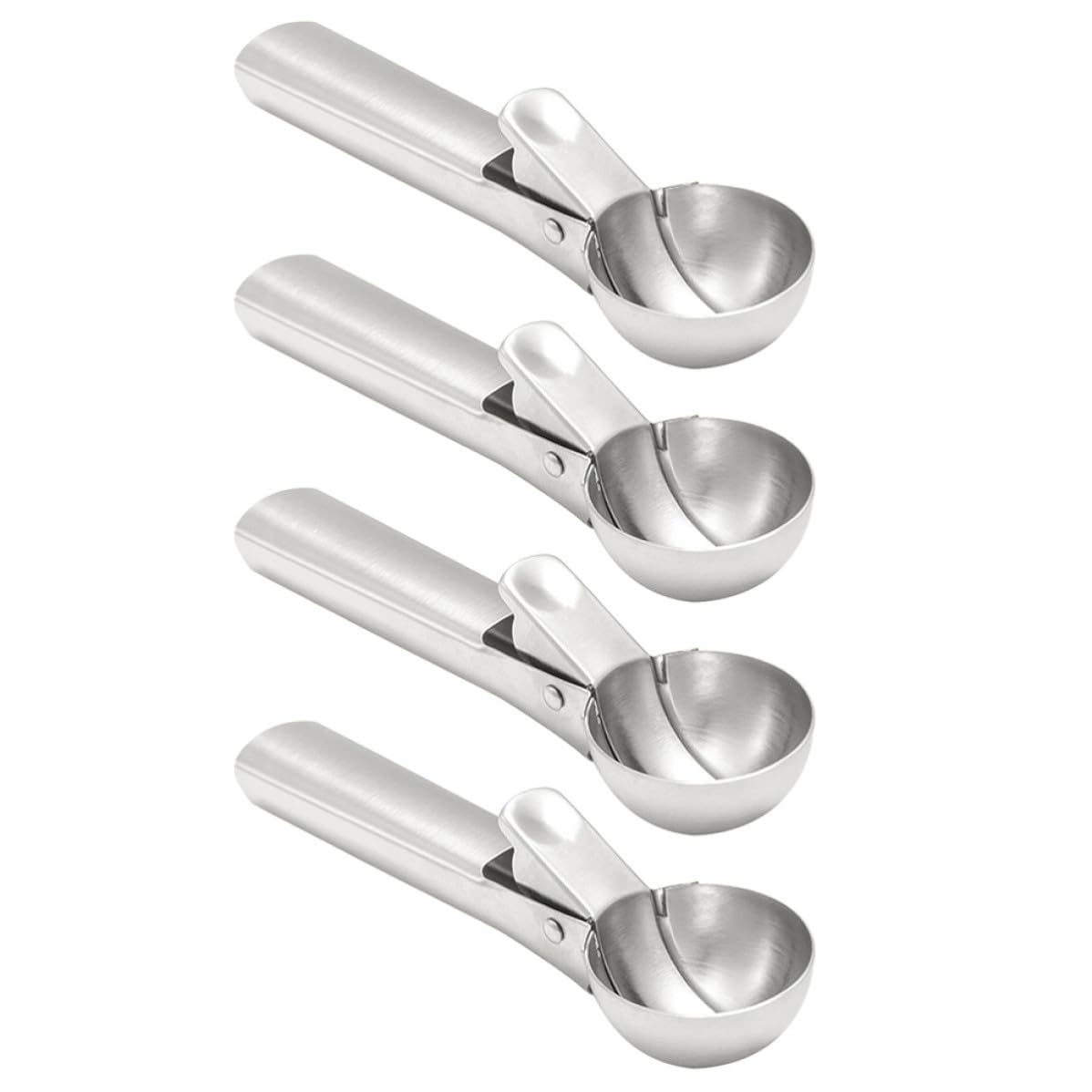 Cucharas de acero inoxidable para helado set de 4 piezas con mango cómodo y diseño de una pieza