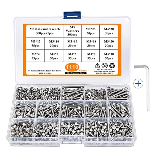 M3 Schrauben Set - 1110 Stück Sechskantschrauben - Edelstahl Sechskopf-Knopf Schrauben Set - Innensechskant Schrauben Muttern Unterlegscheiben Sortiment Kit - mit Aufbewahrungsbox