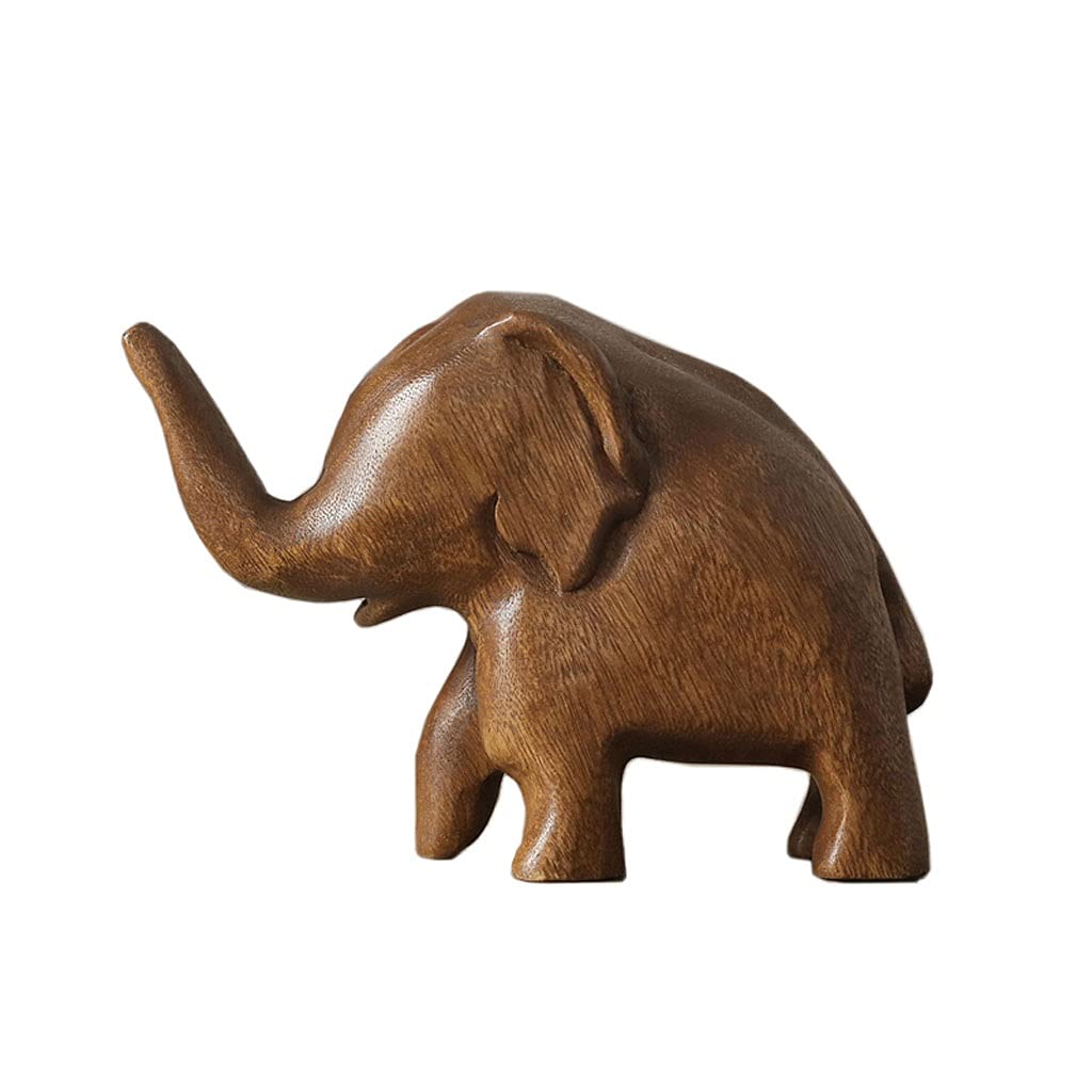 Home Decor Southeast Asia Imported Handmade Retro Log Carved Yang Nose Elephant Chinese Home Decoration Desktop Decoration Sculptures