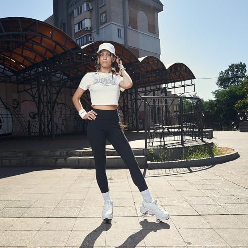 Kofuboke 2-In-1 Roller Skates & Sneakers Unisex Retractable Wheels Outdoor Fun & Fitness Kick Roller Shoes thumb #3