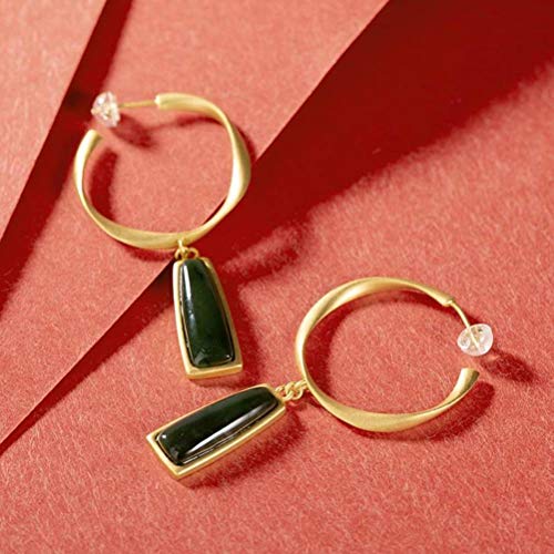 Boucles d'oreilles en néphrite naturelle de style chinois S925
