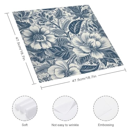 Servilletas de Tela Cuadradas Estilo Blanco Azul 4 Unidades miniatura 2
