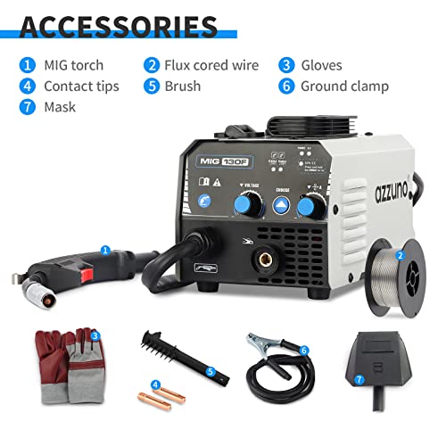 Azzuno Mig Welder,Flux Core Welder 130Amp 110V Gasless Mig Welding Machine Igbt Inverter Welder Portable Wire Feed Welder (Volts, 110) #TOP6
