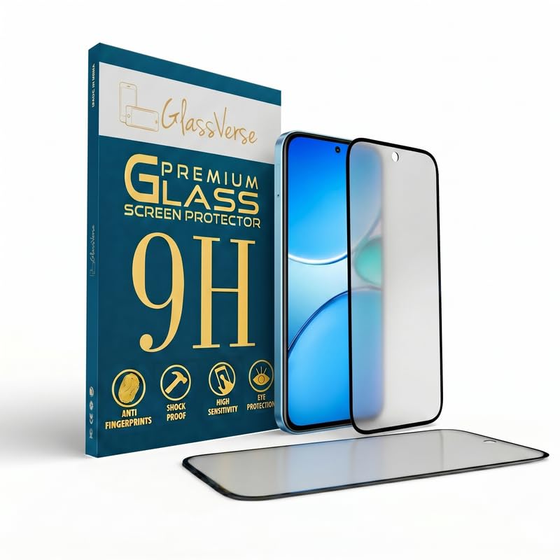Image of GlassVerse Matte Tempered Glass for Realme 15x 5G | Anti Glare, Smooth Touch Screen Protector, 9H Hardness, Edge to Edge, Case Friendly, Hassle-less Installation Kit Included. (Pack of 2)