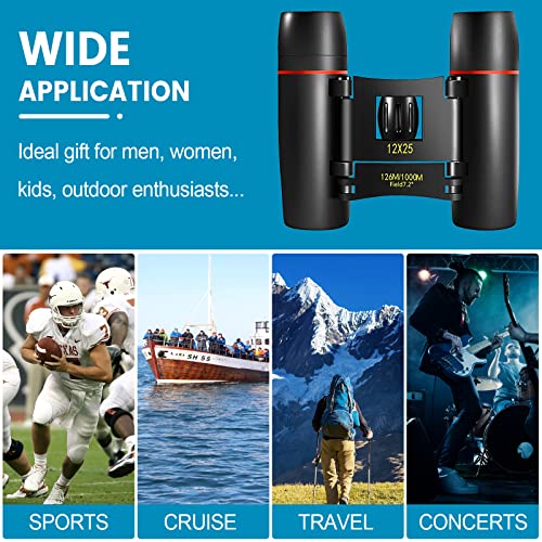 Wrnrn 12X25 Mini Pocket Binoculars Compact, Small Lightweight Foldable Binoculars For Adults Kids Bird Watching, Travel, Opera Concert, Hiking, Cruise, Football Game #TOP5