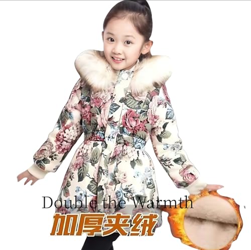 Girls Winter Coat Warm Cotton Children Floral Print Coats Hooded WaterProof Jackets2