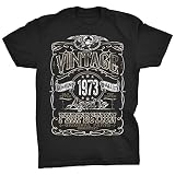 50th Birthday Gift T-Shirt Men - Vintage 1973 Aged to Perfection - Black-001-XL
