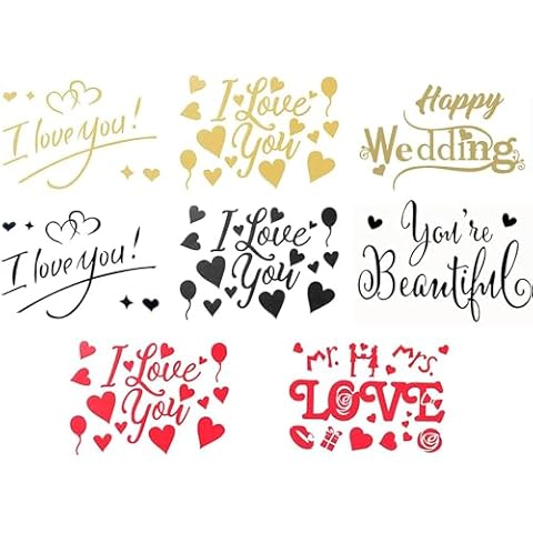 VIDELLY 8 Pieces I Love You Balloon Stickers Balloon Decoration Stickers Birthday Party Stickers Decals Letter Balloon Stickers DIY Wedding Balloon Decal Valentine Day Decorations Anniversary Supplies Cover