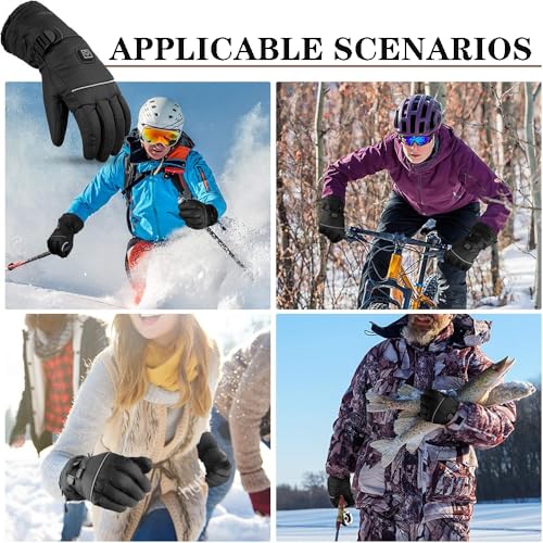 Heated Gloves with 2Packs 5V 5000mAh, Touchscreen Waterproof Rechargeable Electric Heating Gloves with 3 Levels Heat & Last 8 Hours for for Winter Outdoor (M) — view 6