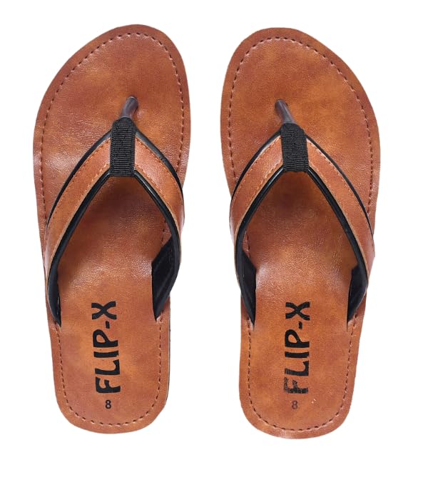 LEACOFlip X Men Slippers Faux Leather Premium Slipper/Flip Flop | Durable | Anti-Slippery TPR Sole|Extra Cushioned | Stylish and Comfortable