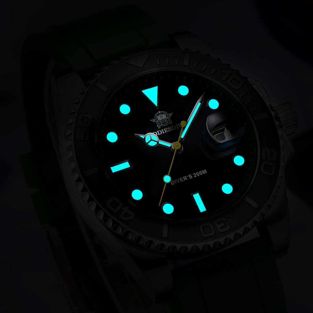 ADDIESDIVE Montre à Quartz analogique pour Homme BGW9 - Lumineuse - Étanche à 200 m - avec Bande élastique, Noir/Vert, Classique