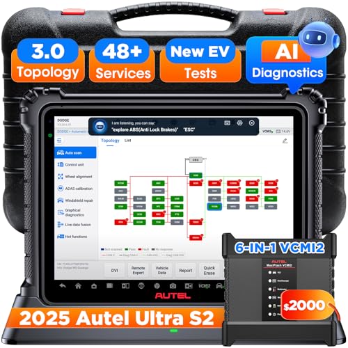 Autel MaxiSYS Ultra S2 AI Scanner: 2025 Top Intelligent Scan Tool, Up of Ultra EV MSUltra Elite II Pro MS909 MS919, 6-in-1 VCMI2, Topology 3.0, Motor Truspeed, 48+ Service, ECU Programming, EV Tests