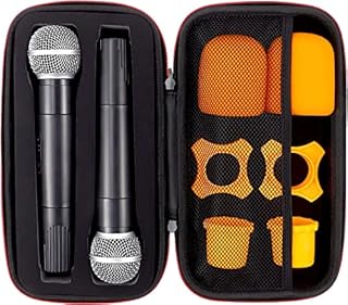 Vaguelly Wireless Microphone Case with Foam, Hard Microphone Bag for Travel Outing Handheld Dual Zipper, Case