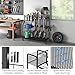 keomaisyto Garden Tool Organizer for Garage, Large Yard Tool Organizer and Storage Holder with Wheels, 3 Tier Utility Garden Tool Rack with Storage Basket for/Shed/Garage/Yard/Basement/Lawn