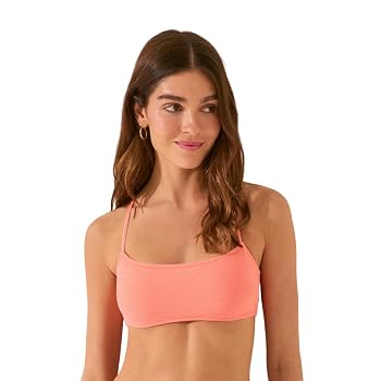 Women’secret Women Pleated Bikini Top In Orange Fabric