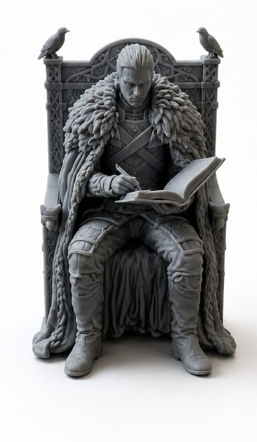 Trend HUB Deals Jon Snow Inspired Fantasy Figure | 3D Printed PLA Collectible Figurine | Unpainted Grey Display Model Toy Gift | 10 cm/for Car Dashboard, Decoration, Cake, Office Desk & Study Table-image-12