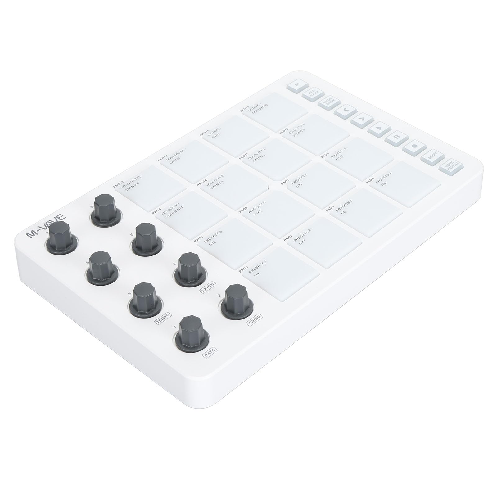 Naroote Controller MIDI Wireless Portatile, Macchina per Beat Maker USB con 16 Pad Batteria RGB e 8 Manopole Assegnabili, Pad MIDI, Ideale per la Produzione Musicale