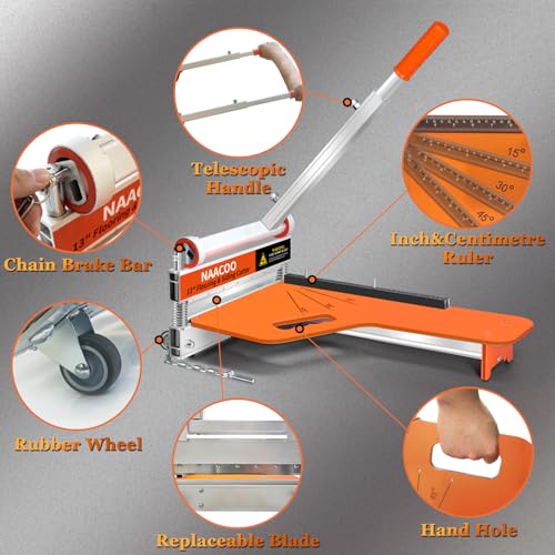 Laminate/Vinyl Floor Cutter with Extra Blade for Work Efficiently,13“ Vinyl Plank Cutter with Wheel - Just 1 Step Meet Angle&Length Cutting, Flooring Tools-Cuts LVP, Engineer Wood, VCT, SPC, WPC.