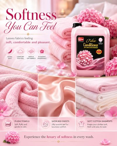 Image of URBA Floral Bloom Fabric Conditioner 5L | Premium Fabric Softener Liquid | Long Lasting Floral Fragrance | Clothes Softener | Laundry Conditioner | Colour Protection | Anti Static | Easy Iron