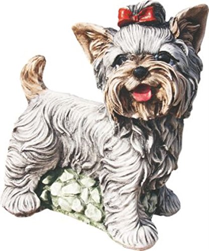 AnaParra Figura Decorativa jardín Perro Yorkshire de Hormigón Piedra Color 23X26cm. Color
