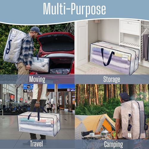 Image of VENO 2 Pack Heavy Duty Moving Bags with Backpack Straps, Zippers & Handles, Extra Large Packing Bags for College Dorm Essentials, Moving Supplies Alternative to Cardboard Moving Boxes
