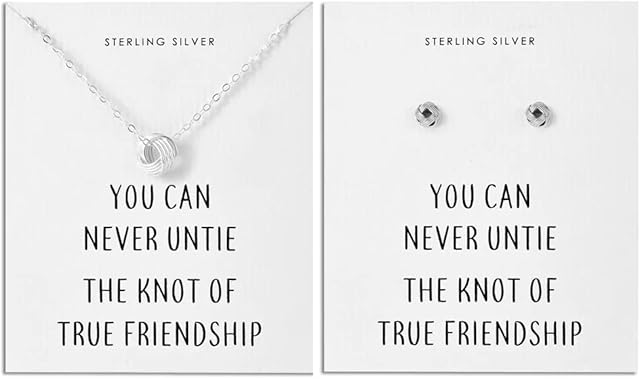 Philip Jones Sterling Silver Friendship Quote Knot Set
