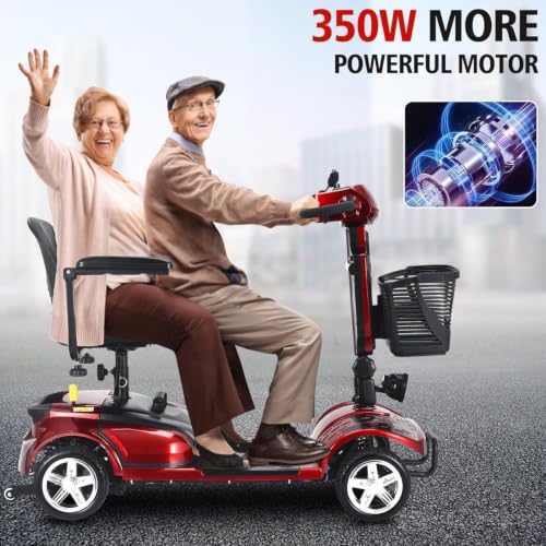 Image of Heavy Duty All Terrain Fast Wheel Mobility Scooter for Seniors and Adults | 350-400 lbs Capacity,350W powerful motor,Spacious and comfortable seats,20A Long Range Battery and Two Baskets