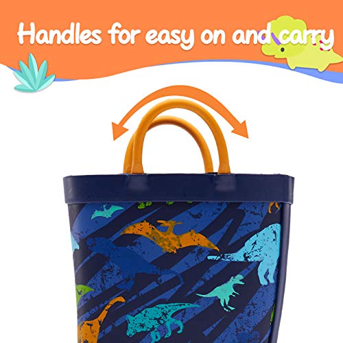 Mysoft Kids Rain Boots For Girls And Boys Toddler Waterproof Rubber Cute Printed With Easy-On Handles #TOP3