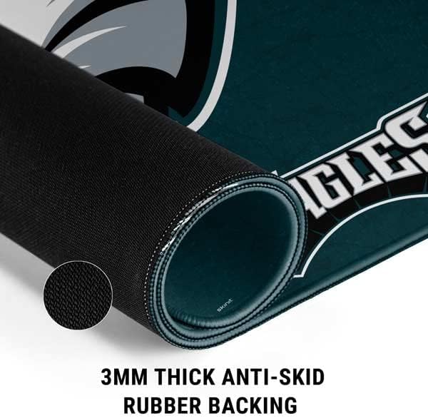Skinit Extra Large Gaming Mouse Pad - Officially Licensed NFL Philadelphia Eagles Distressed Design with Stitched Edges, Waterproof, Non-Slip Rubber Base, Desk Mat for Keyboard & Mouse