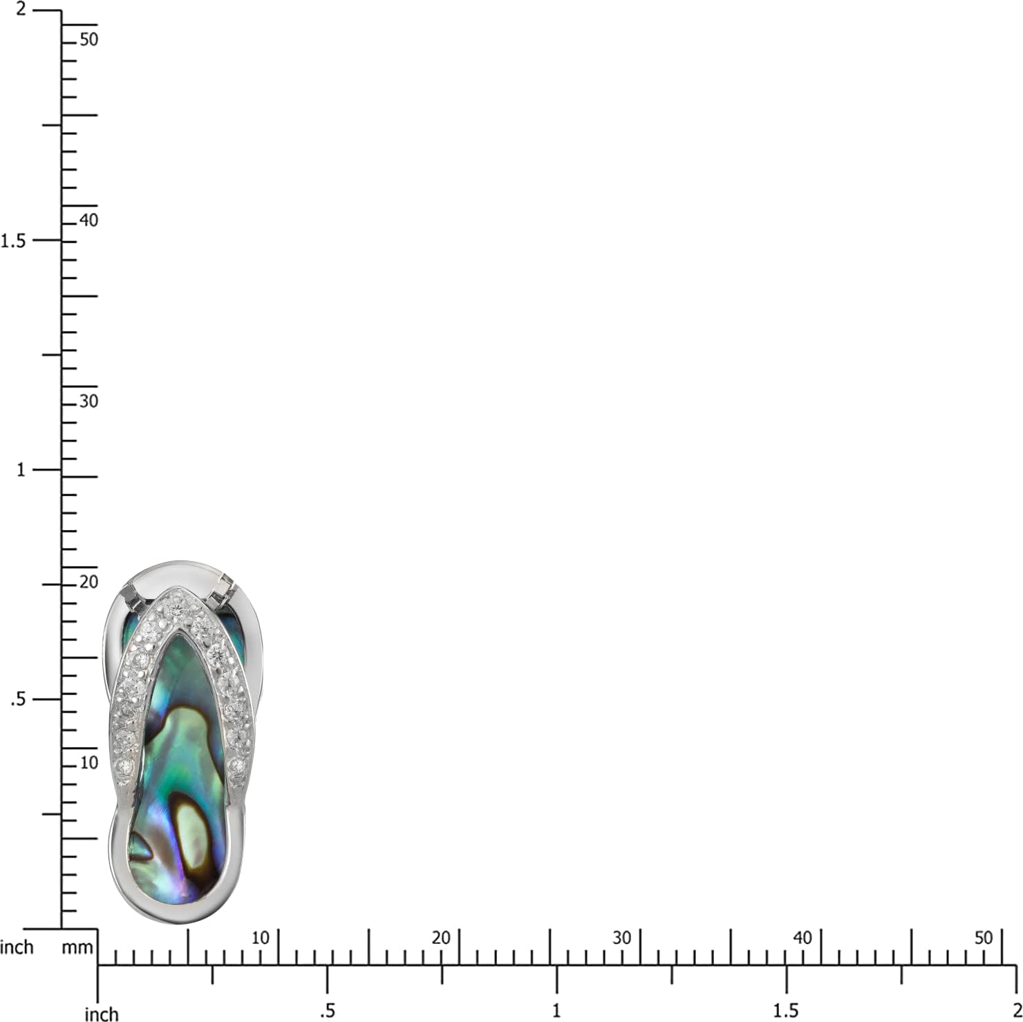 925 Sterling Silver Hawaiian Flip Flop Slipper Sandal Necklace Pendant with 18" Box Chain, Genuine Koa Wood Blue Opal Abalone Shell Cubic Zirconia, Nickle Free Hypoallergenic for Sensitive Skin, Gift Box Included
