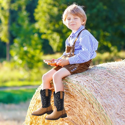 Rollda Boys Cowboy Boots Kids Western Boots Square Toe Girls Cowgirl Boots for Toddler/Little Kid/Big Kid4