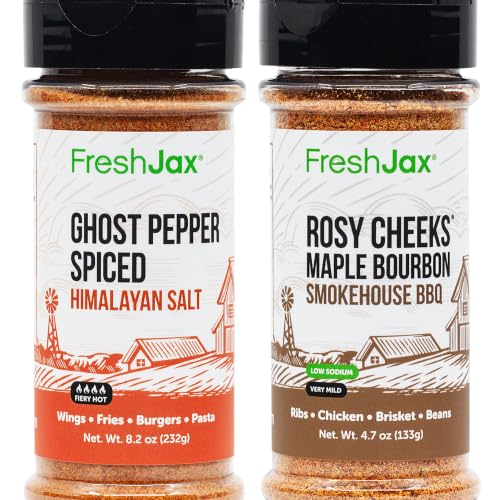 Sweet & Spicy BBQ Blend: FreshJax Ghost Pepper Himalayan Salt and Rosy Cheeks Maple Bourbon Smokehouse BBQ Seasoning Bundle – Fiery Hot Pepper Salt and Gourmet Barbecue Rub image 4