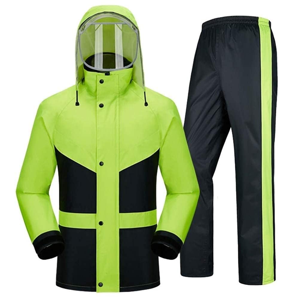 Regenanzug für Männer und Frauen, Regenkleidung, Jacke, Hose, Set wasserdicht, hohe Sichtbarkeit, winddicht, mit Kapuze, wasserdicht, Arbeit, Motorrad, Golf, Angeln XL