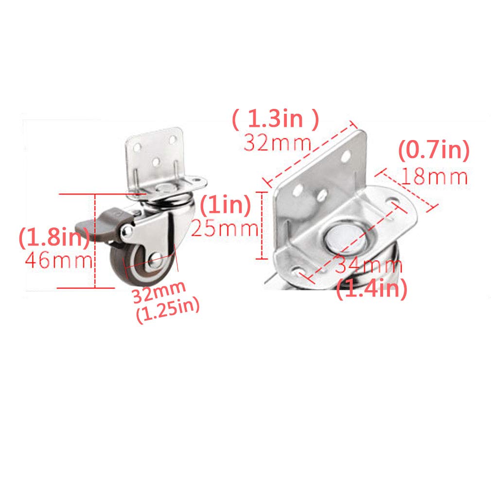 kółka samonastawne, 4 szt. Kółka obrotowe Uniwersalny hamulec wahadłowy Ciche kółka do mebli, łóżeczka dziecięcego Stojak na kwiaty Podnóżek(1.25inch)