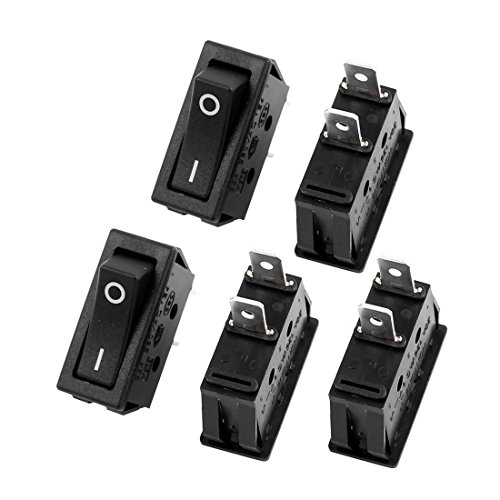 uxcell 5 Pcs SPST On Off Black Snap in Boat Rocker Switch AC 250V/16A 125V/16A