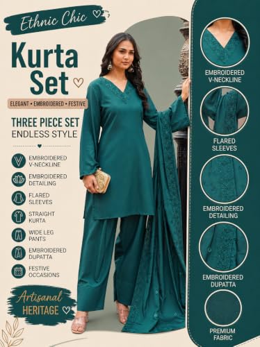 Image of Womanista Kurta set for Women with dupatta || Embroidered Kurta for Women || Farshi Salwar set