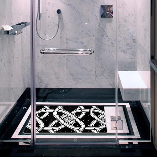 Tapis de bain antidérapant extra long à motif celtique monochrome