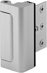 Prime-Line U 10827 Door Reinforcement Lock – Add Extra, High Security to your Home and Prevent Unauthorized Entry – 3 In. Stop, Aluminum Construction, Satin Nickel (Single Pack)