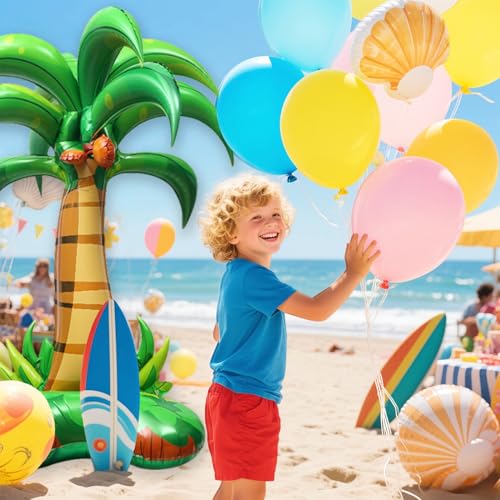 Dmuchana palma, dekoracja hawajska, stojące balony palmowe, balon XXL z kokosem, dekoracja na imprezę hawajską, na imprezę plażową, na imprezę letnią, tropikalną dekorację, do aktywności na plaży