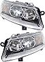 Evan-Fischer Headlight Set Compatible with 2006-2008 Audi A6 2005-2008 Quattro Left Driver and Right Passenger Side Halogen With bulb(s)