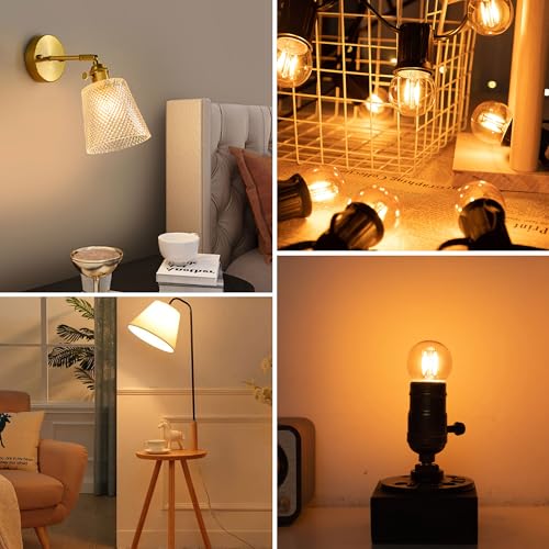 Image of G40 LED Low Watt Light Bulbs Warm Glow E26 Amber 1W 10 Watt Light Bulb,Low Lumen Light Bulb Small Edison Short Dim Light Bulbs for Lamp,Bedroom (Amber 2200K, 6 Count)