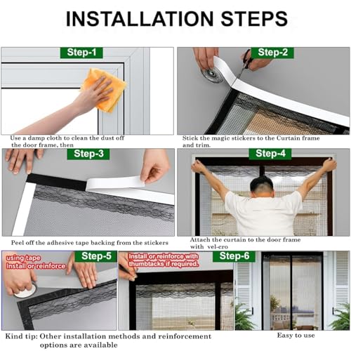 Image of The Furnishing Tree Strong Magnetic Mosquito Net Door Curtain | Automatic Self Closing | Designer Lace at the top with Breathable Fly Protection for Main Door, Balcony, Kitchen & Bedroom, 210x100 CM.