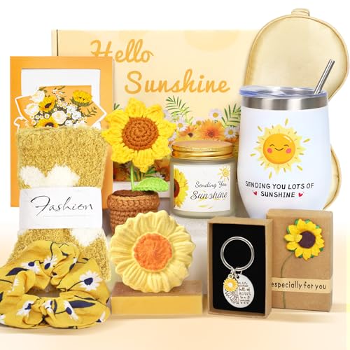 duludulu Gifts for Women Sunflower Birthday Hamper Gifts for Her 10pc Relaxation Pamper Get Well Soon Sets Self Care Presents for Mother Mum Wife Friend Sister Daughter