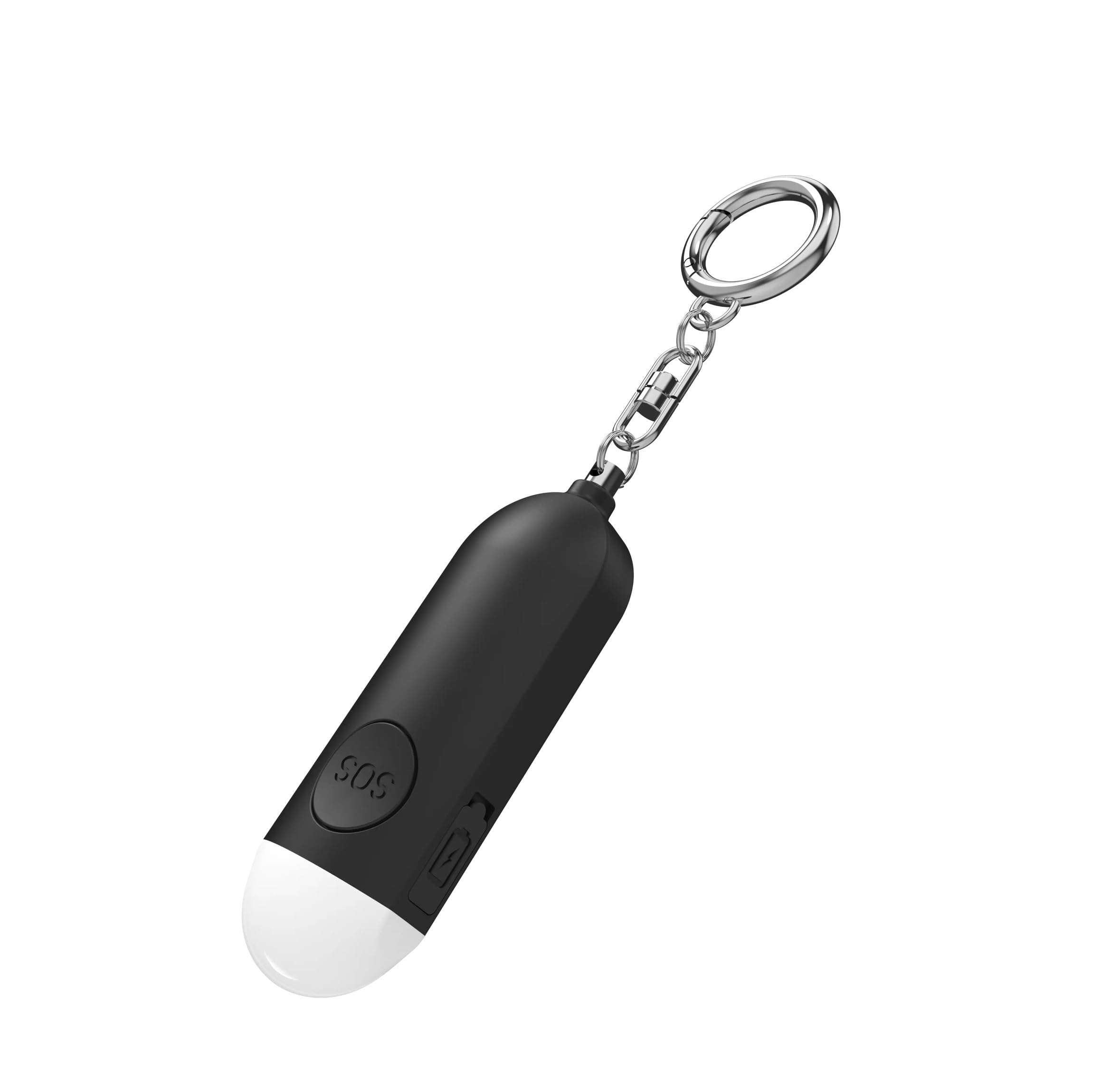 Porte-clés alarme de sécurité personnelle noir avec SOS et LED
