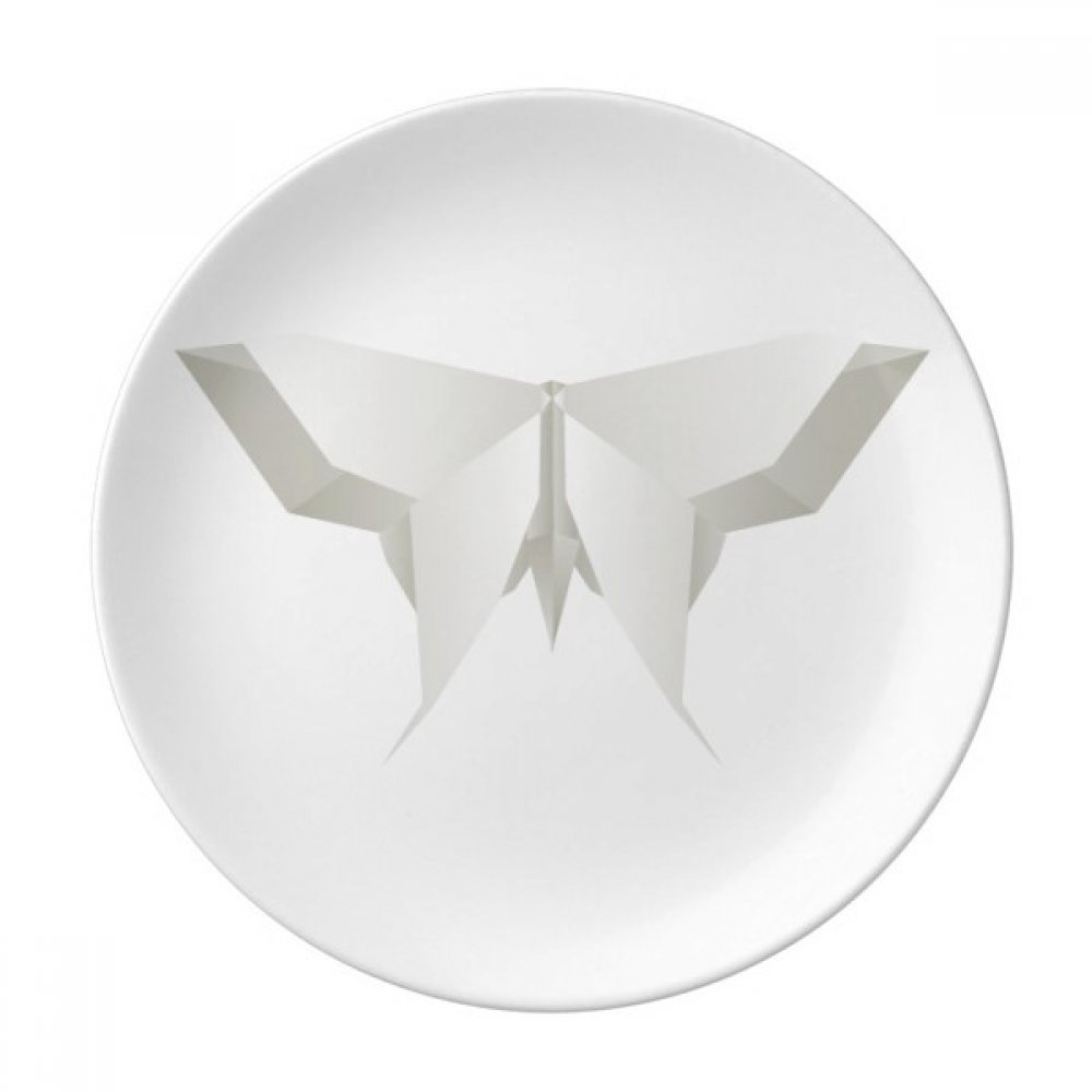 Plaque décorative en porcelaine origami blanc papillon chic 21cm