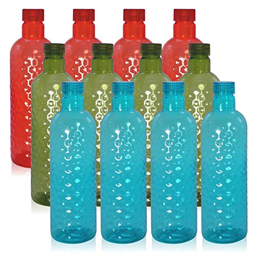 Wonder Plastic Hammer Fridge Bottle Set, 12 Pcs Bottle 1000 ml, Blue Green Red Color, Made in india